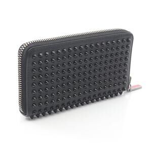 Christian Louboutin Wallet Spike Stud Leather PANETTONE Black